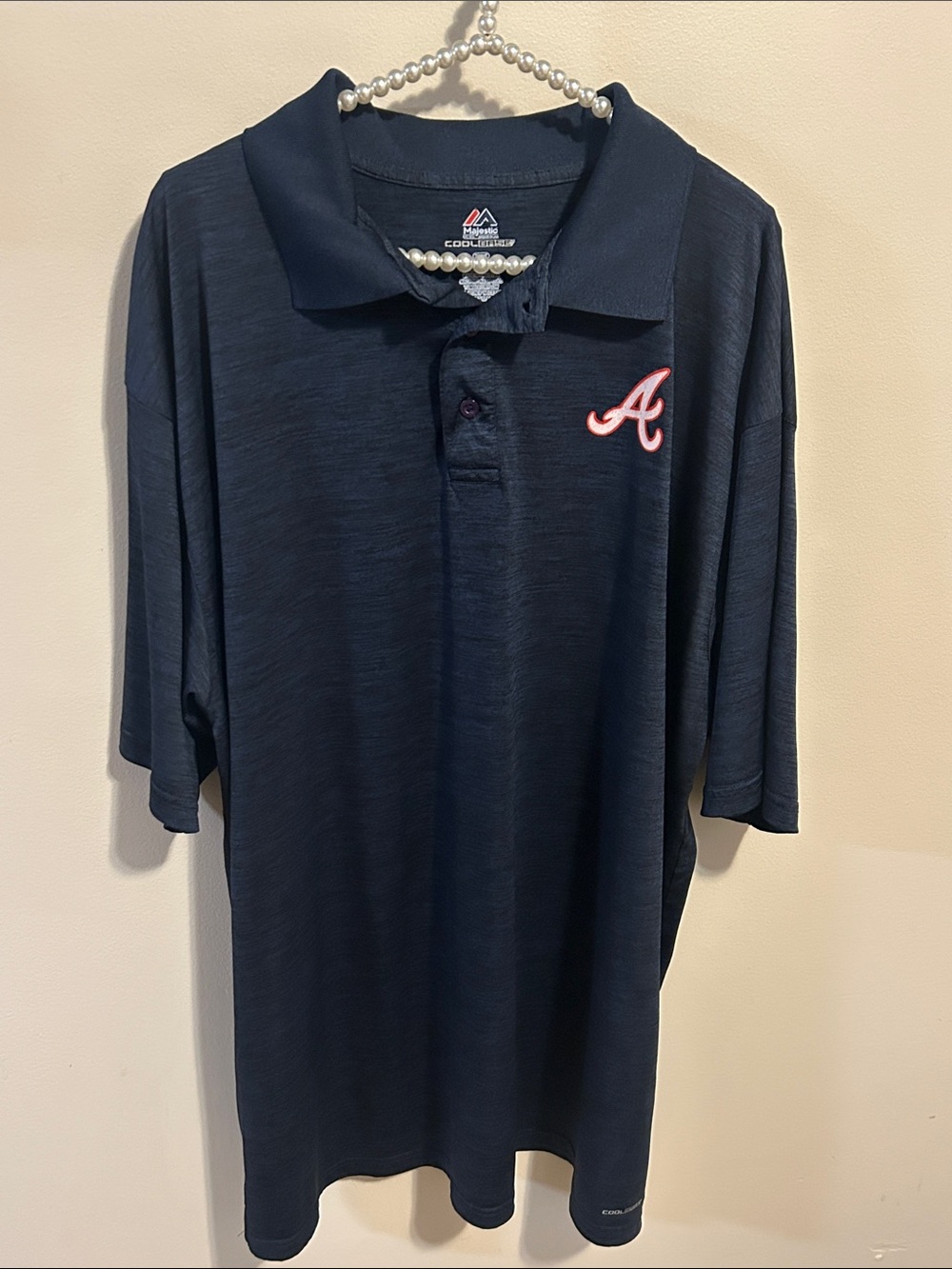 Majestic Cool Base Atlanta Braves Polo Shirt 2XLT